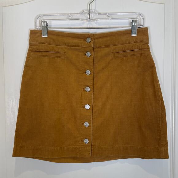 Aritzia Wilfred Free Tan Corduroy Karmen Skirt Button Front Mini Neutral 10 - Picture 2 of 6
